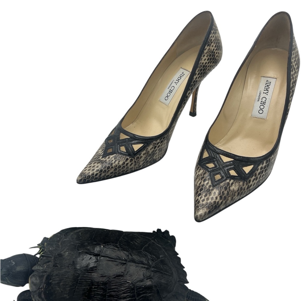Jimmy Choo Black and Brown Heels with Classic Stiletto Design